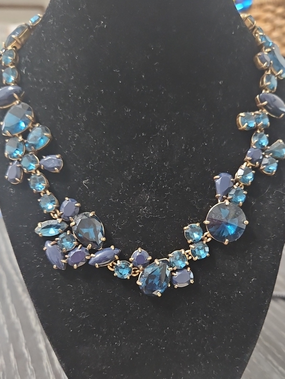 J Crew Blue Crystal Statement Necklace